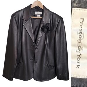 Preston & York Genuine Lambskin Leather Jacket in Black